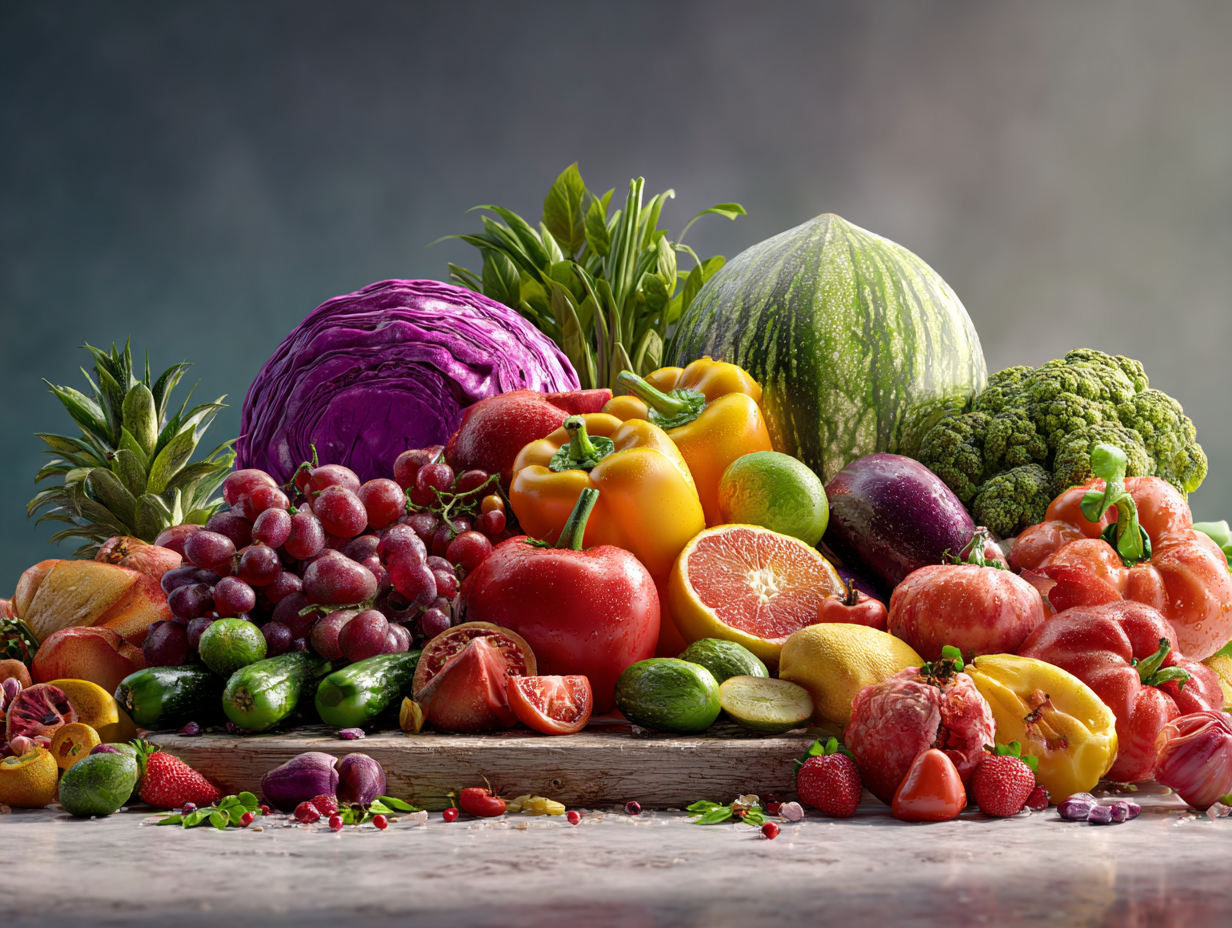 Různorodé zdravé potraviny